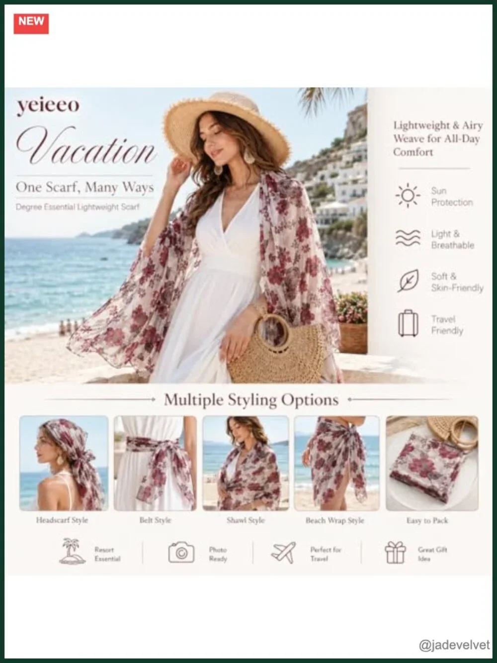 Lightweight Floral Printed Fringed Shawl Scarf Wrap